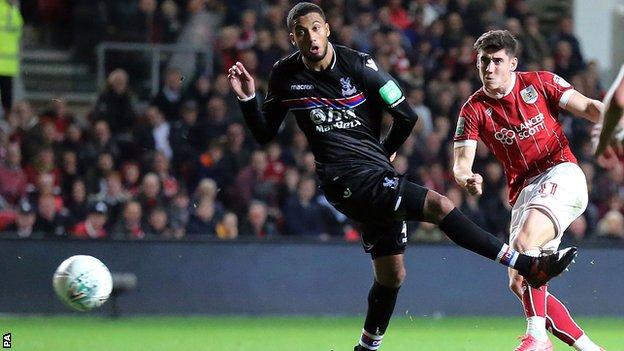 Callum O'Dowda scores Bristol City's fourth goal against Crystal Palace