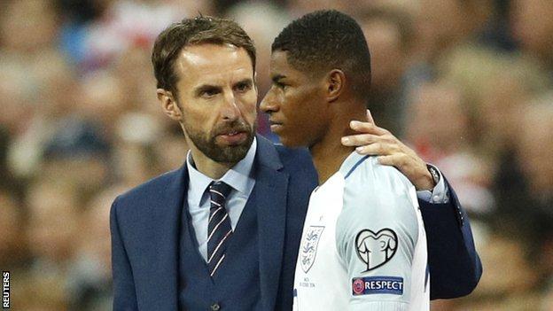Gareth Southgate with Marcus Rashford