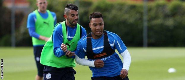 Riyad Mahrez (left) and Liam Moore training during their Leicester days