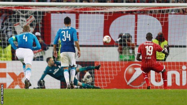 Cologne take the lead against Arsenal in the Europa League