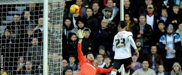Tom Ince shoots over for Derby