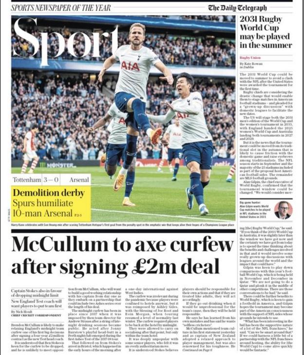 Friday's back pages BBC Sport