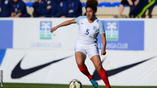 Gabby George playing for England