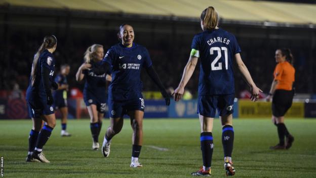 Lauren James and Niamh Charles celebrate
