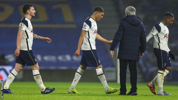 Tottenham players look dejected at full-time