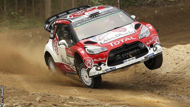 Kris Meeke in action on Thursday at the Rally of Portugal