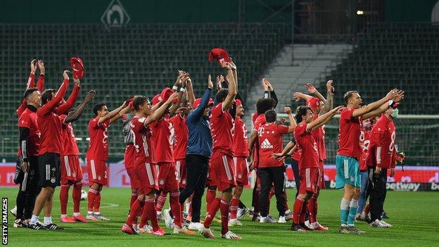 Bayern celebrate winning the title