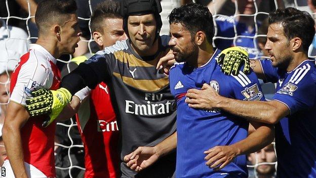 Diego Costa and Arsenal defender Gabriel