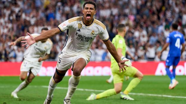 Real Madrid's Jude Bellingham celebrates scoring