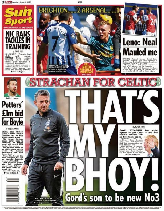 The back page of the Scottish Sun on 210620