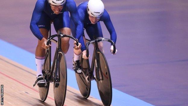 Shanaze Reade and Blaine Ridge-Davis at the National Track Cycling Championships