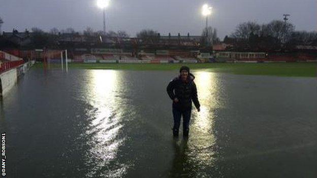 Accrington Stanley waterlogged pitch