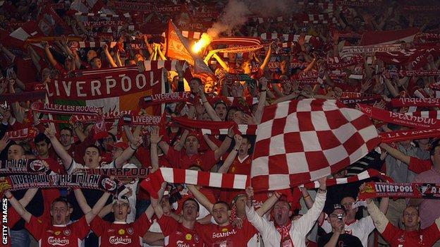 Liverpool fans at the 2005 Champions League final