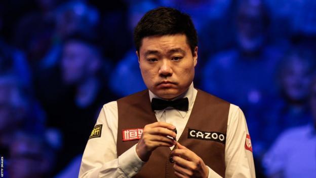 Ding Junhui in action at the British Open last week