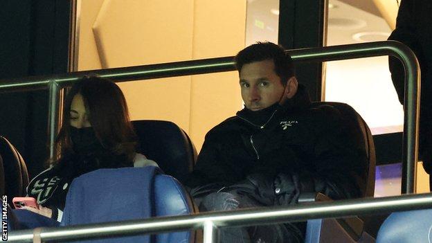 Lionel Messi watches PSG in action on Saturday