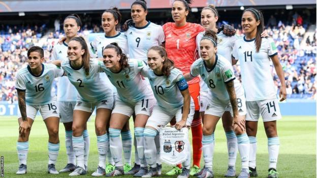 The Argentina team before the 0-0 draw with Japan at the 2019 Women's World Cup
