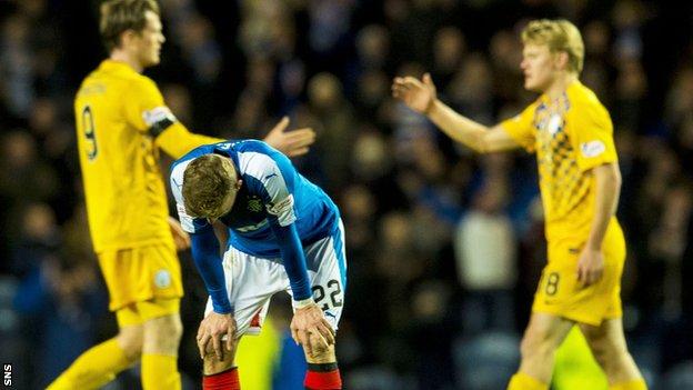 Rangers' Dean Shiels is left disappointed against Morton