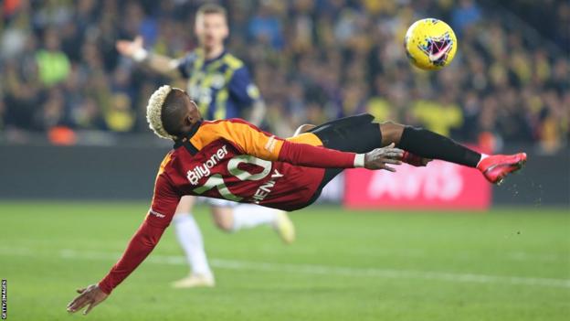 Nigeria striker Henry Onyekuru with a scissor kick while playing for Galatasaray