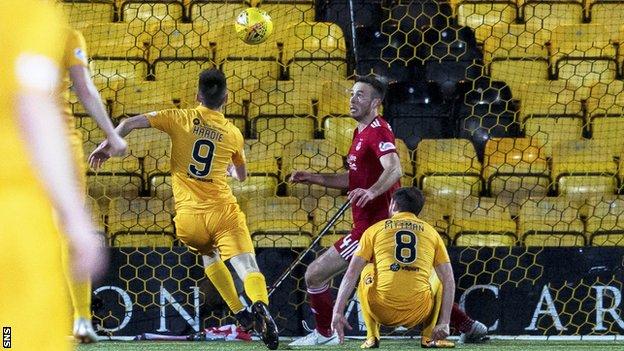 Ryan Hardie scores for Livingston against Aberdeen