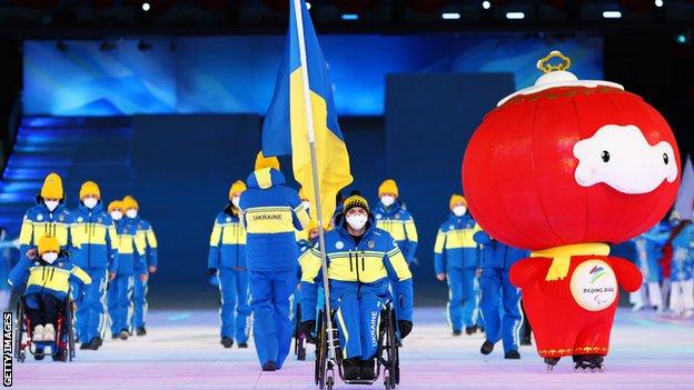 Ukraine's Maksym Yarovyi at the opening ceremony