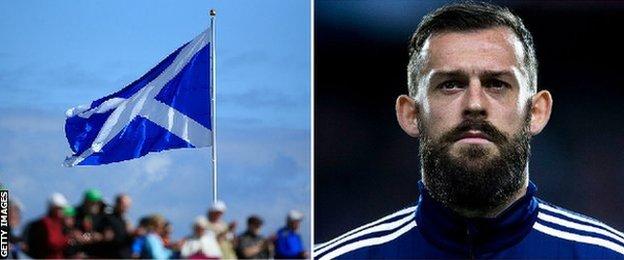 A Scotland flag and steven Fletcher