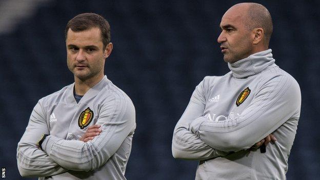 Belgium's Shaun Maloney and Roberto Martinez