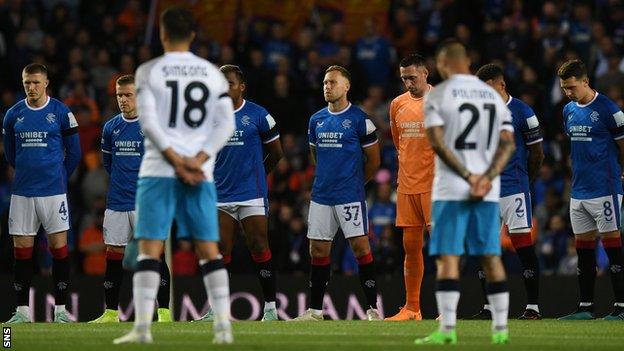 The players of Rangers and Napoli observed a minute's silence at Ibrox