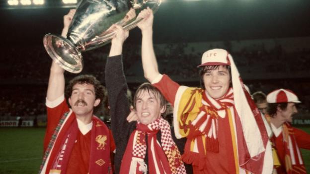 Graeme Souness lifts the European Cup in 1981 alongside Liverpool team-mates Alan Hansen and Kenny Dalglish