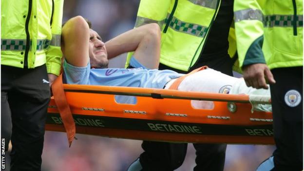 Laporte was taken off on a stretcher after suffering an injury