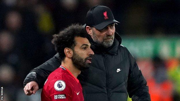 Liverpool manager Jurgen Klopp and Reds forward Mohamed Salah