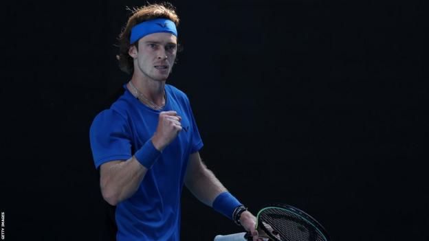 Andrey Rublev celebrates