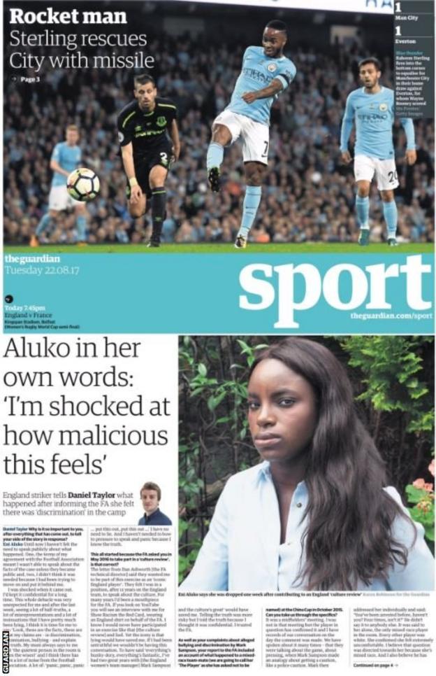 The Guardian feature Eni Aluko's interview on bullying claims