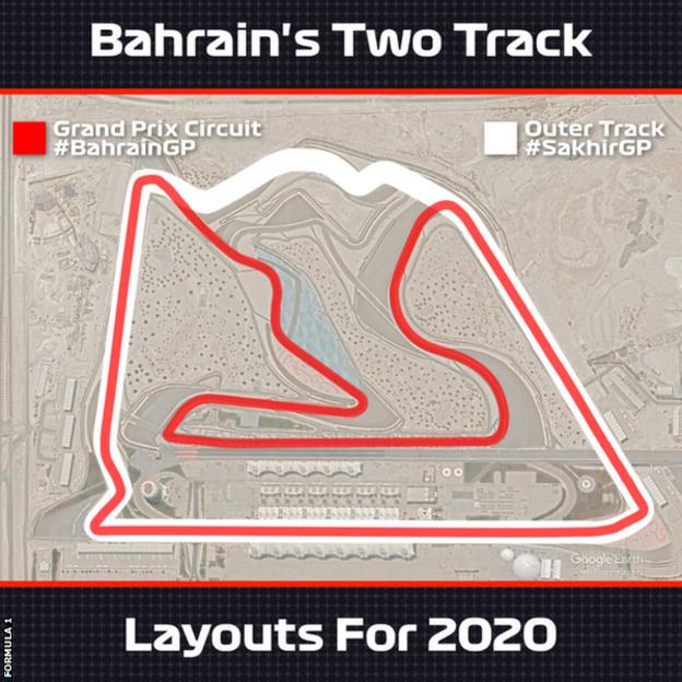 A track graphic which shows the new layout for the second race to be held at the Bahrain International Circuit