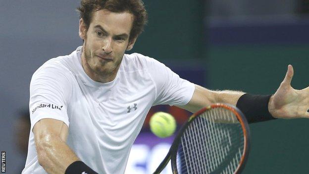 Andy Murray hits a backhand in his win over Tomas Berdych