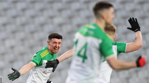 Tiarnan Flanagan celebrates after scoring Glen's goal at Croke Park