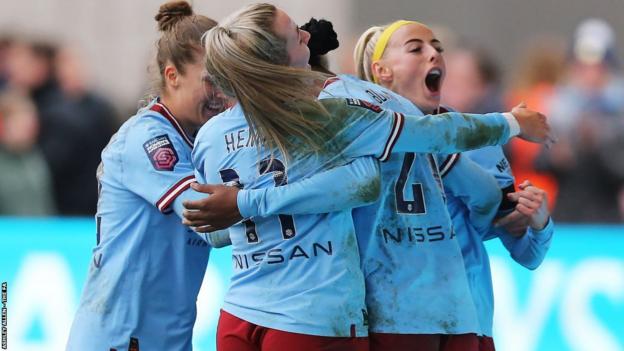 Chloe Kelly celebrates scoring a goal for Manchester City