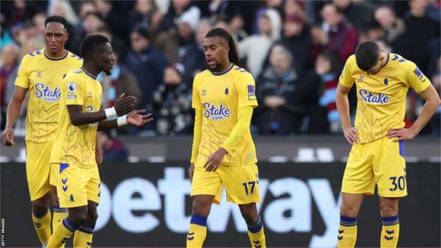 Everton look dejected