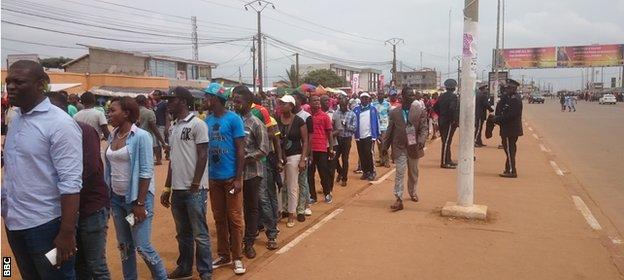Cameroon fans queue to watch the Indomitable Lionesses chase victory on Saturday