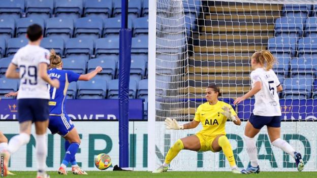 Janice Cayman scores for Leicester