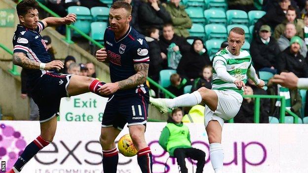 Leigh Griffiths takes a shot for Celtic against Ross County