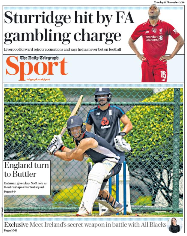 Telegraph sport section on Tuesday