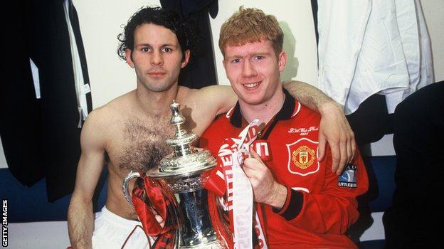 Paul Scholes and Ryan Giggs with the FA Cup in 1996