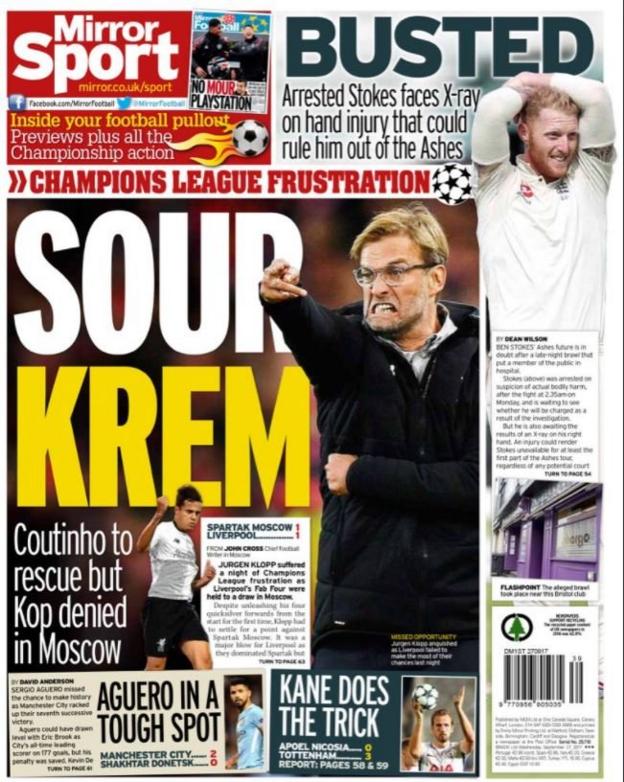 Newspaper backpages BBC Sport