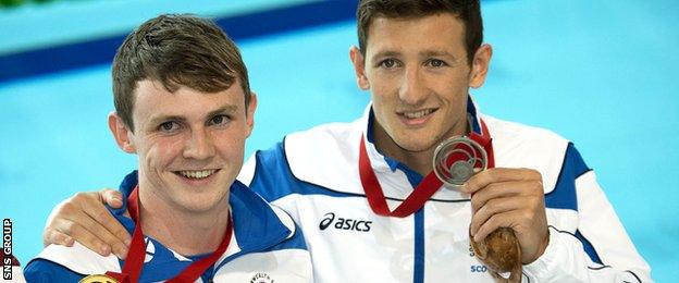 Scottish swimmers Ross Murdoch and Michael Jamieson at the Glasgow 2014 Commonwealth Games