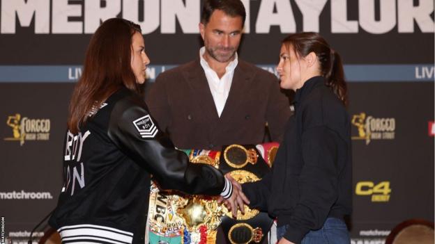 Chantelle Cameron shakes the hand of Katie Taylor