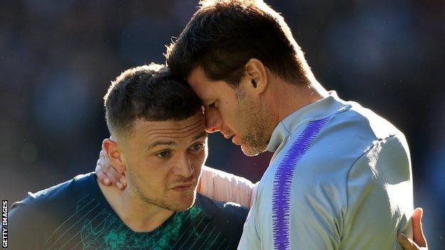 Tottenham defender Kieran Trippier (left) and Spurs manager Mauricio Pochettino