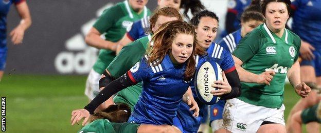 French fly-half Pauline Bourdon was influential in three of her side's tries