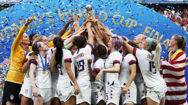 USA players lift 2019 World Cup after victory in the final over the Netherlands