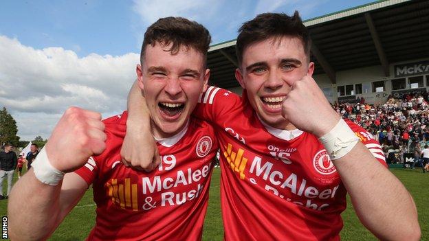 Tyrone players celebrate