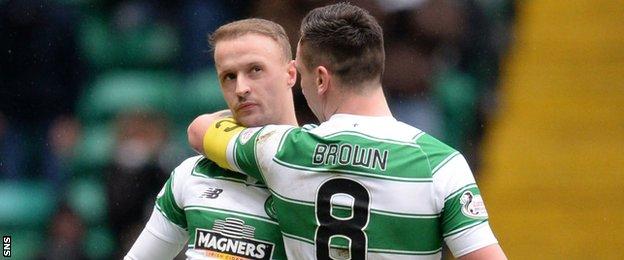 Leigh Griffiths and Scott Brown celebrate against Ross County